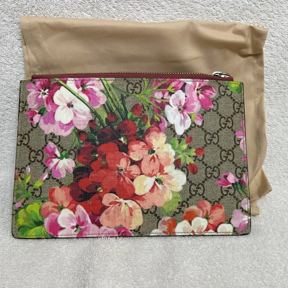 Gucci Handbags - Gucci GG Supreme Guccissima Pink Blooms Print Floral Leather Clutch Pouch Bag
